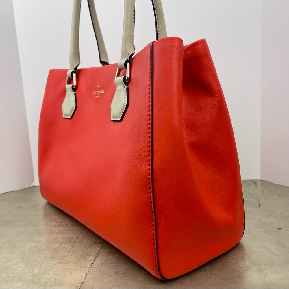 kate spade Red Shoulder Tote with Cream Handles - Picture 5 of 11